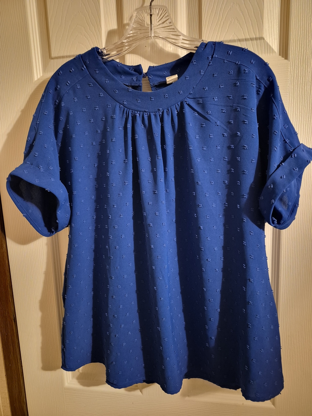 Beginning Boutique Royal Blue Textured Short-Sleeve Blouse